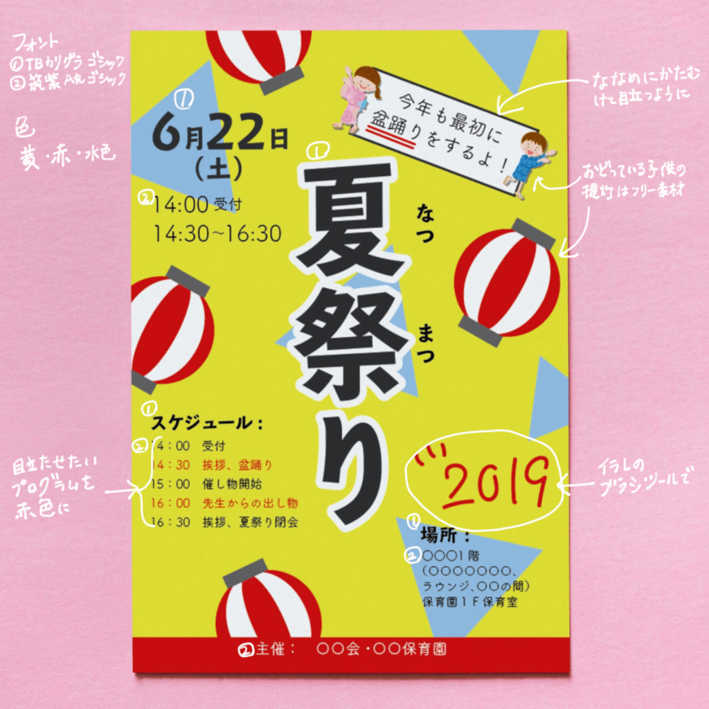 デザインプロセス公開 夏祭りポスター編 デザイン や